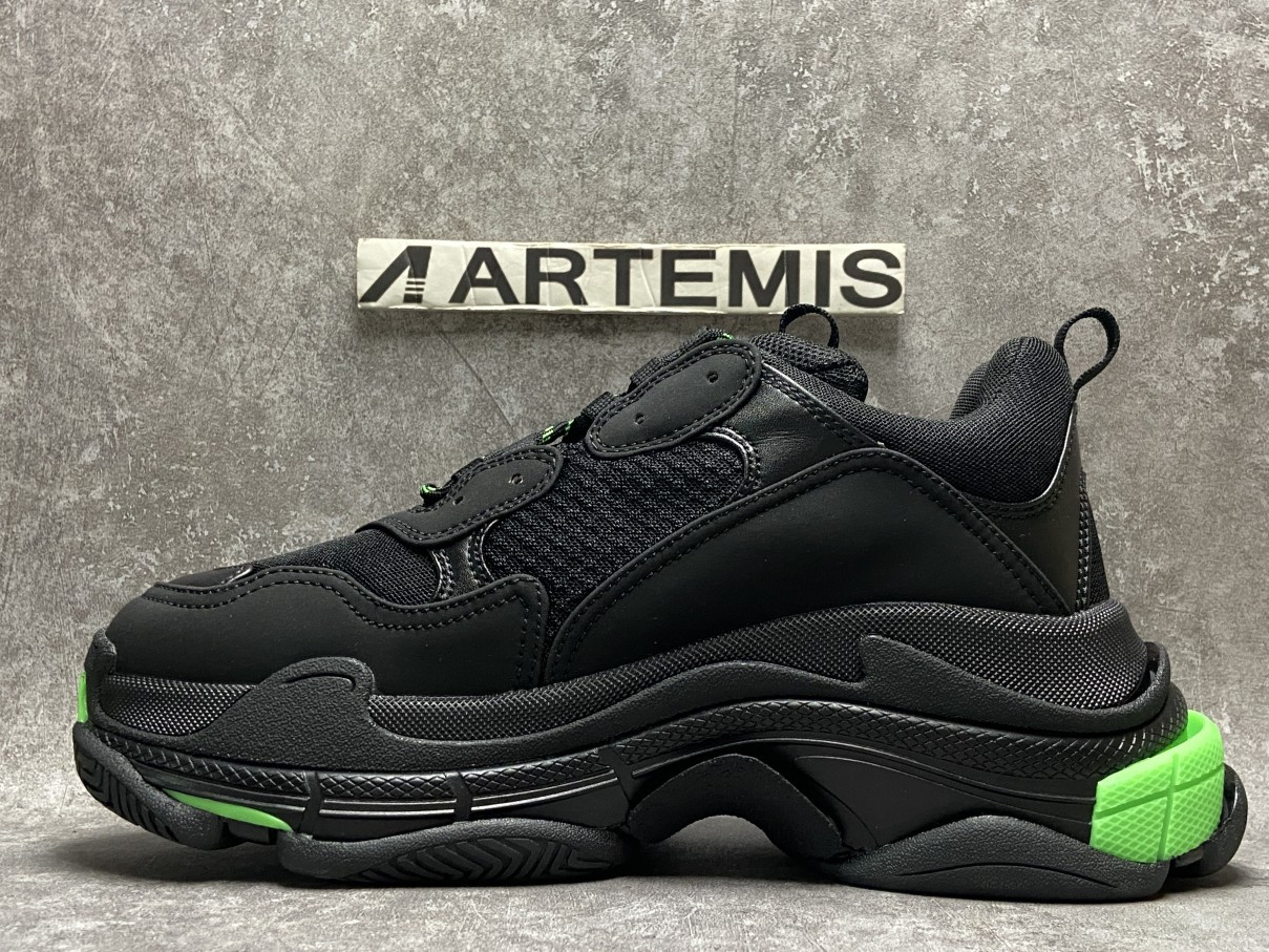 Balenciga Triple S Black and Neon Green