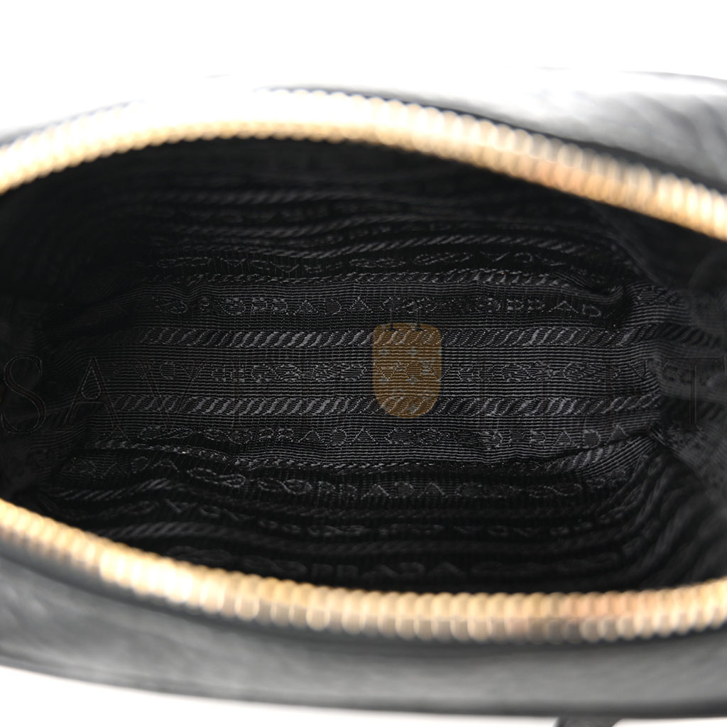 Pra*a vitello daino mini camera crossbody black (16*10*6cm)