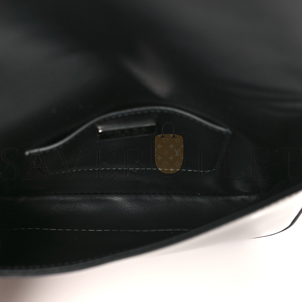 Pra*a brushed calfskin mini flap bag with strap gray (18*13*3cm)