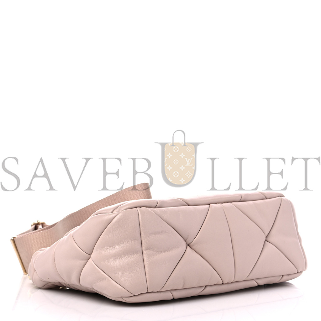 Pra*a nappa nylon quilted patchwork system shoulder bag water lily(25*15*8cm)
