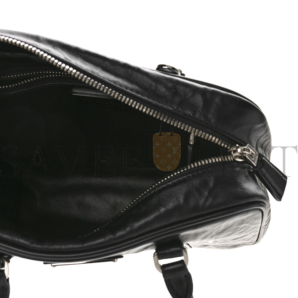Pra*a nappa antique medium top handle bag black (24*18*11cm)