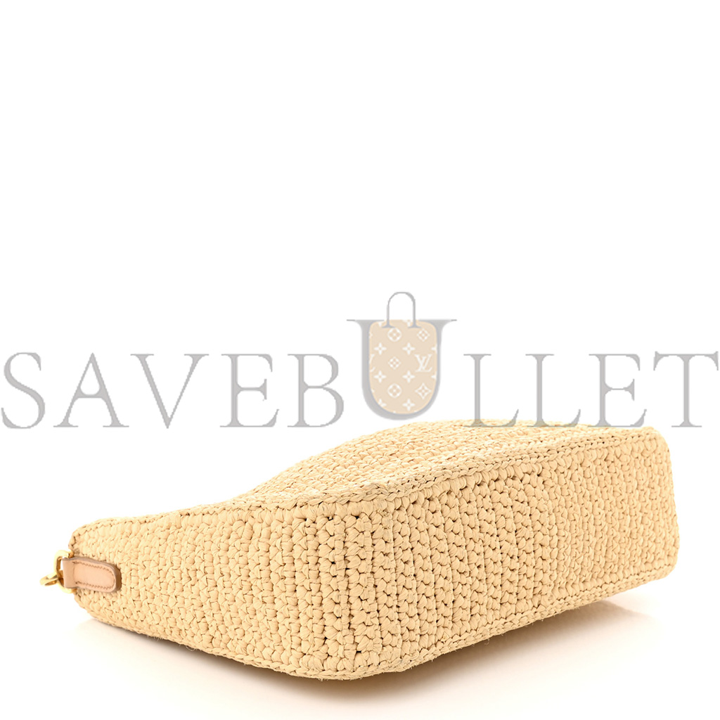 Pra*a raffia re-edition 2005 shoulder bag tan (22*17*6cm)