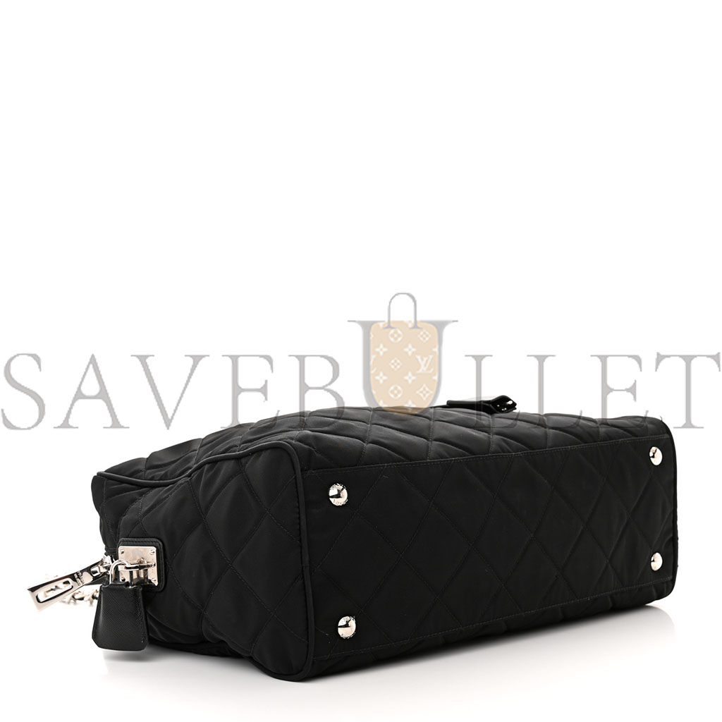Pra*a nylon tessuto impuntu quilted shoulder bag black (36*25*14cm)