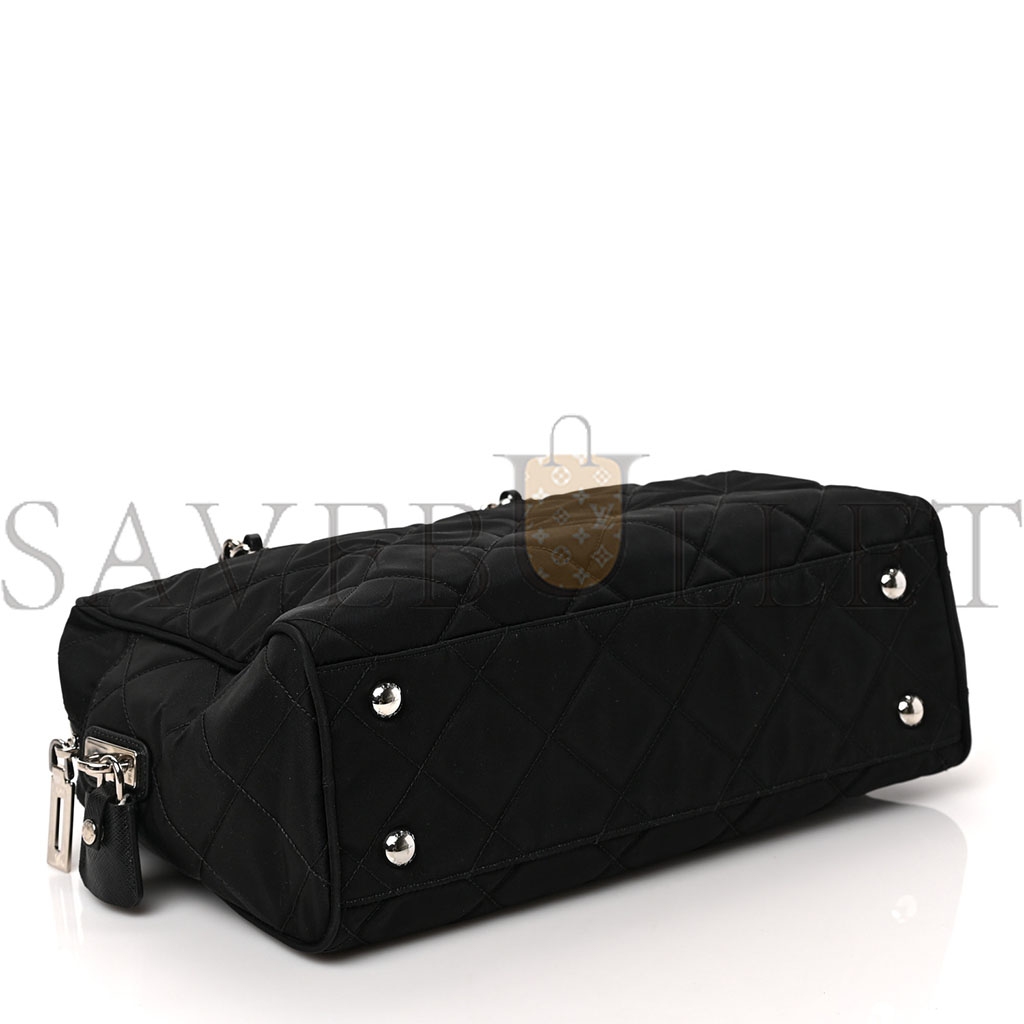 Pra*a nylon tessuto impuntu quilted shoulder bag black (30*21*11cm)