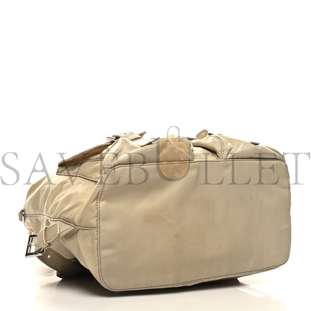 Pra*a nylon saffiano medium backpack deserto (30*30*15cm)