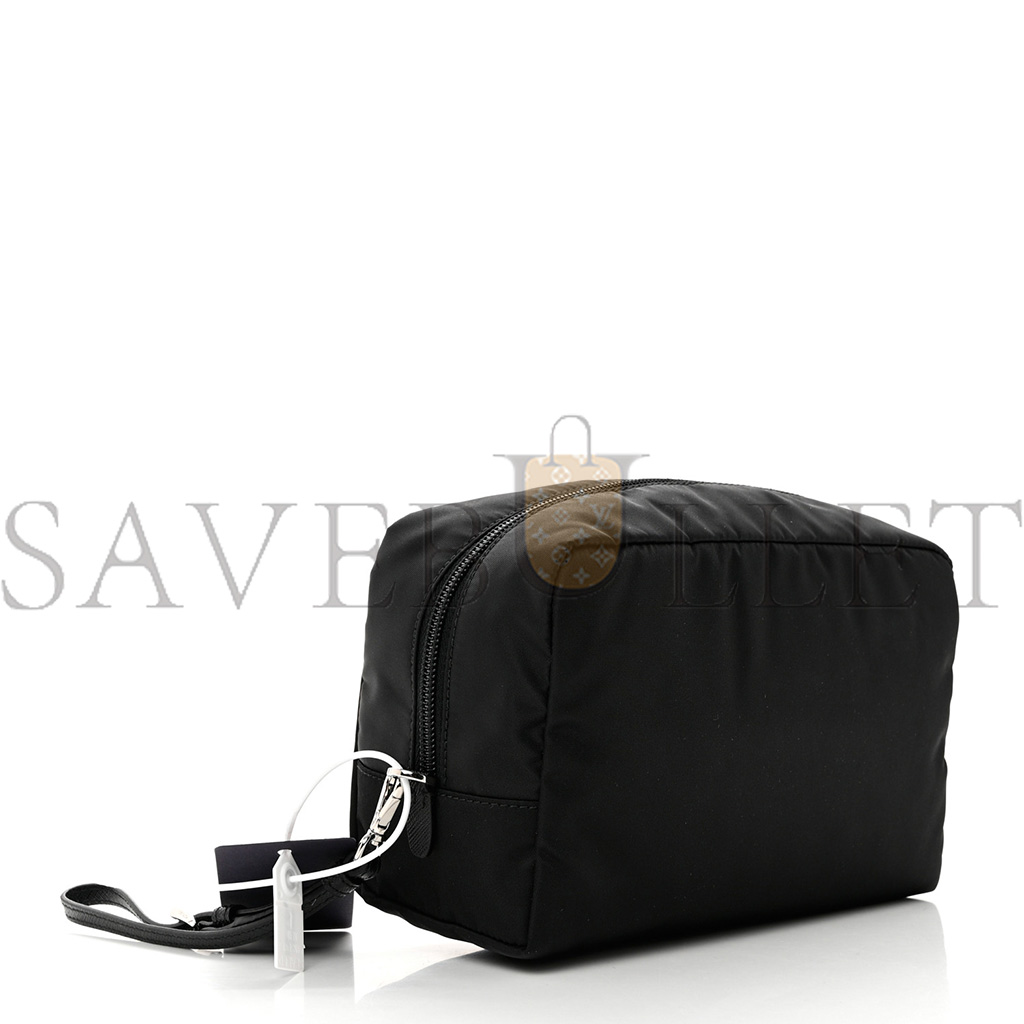 Pra*a re-nylon saffiano pouch wristlet black (25*13*11cm)