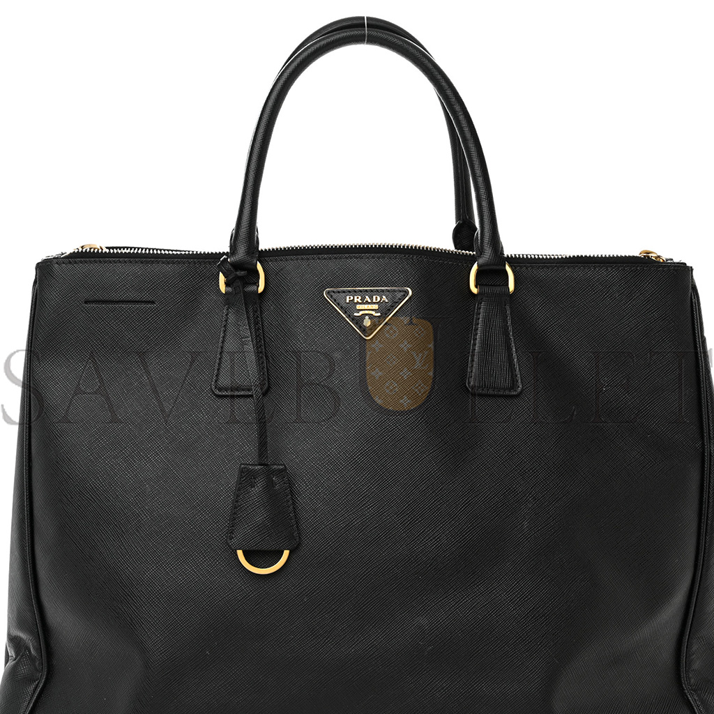 Pra*a saffiano lux large double zip tote black (36*29*18cm)