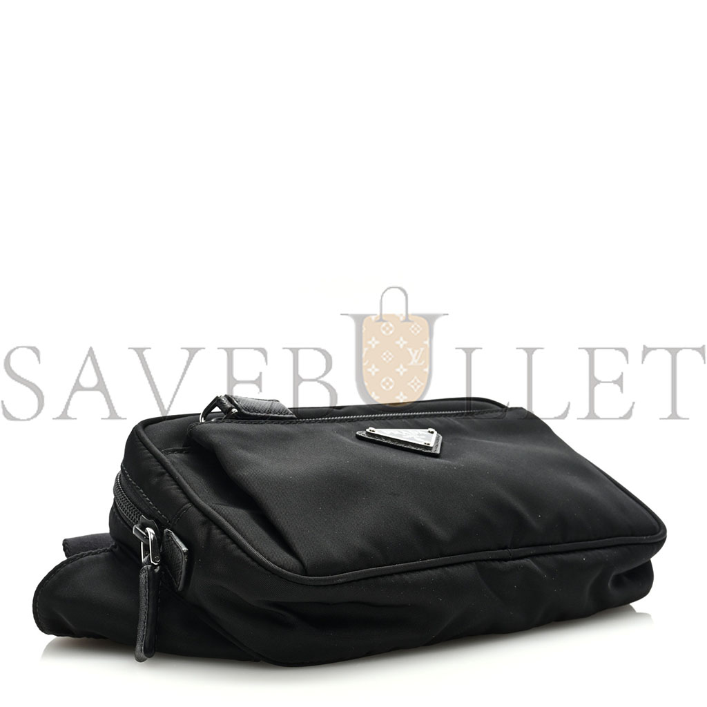 Pra*a re-nylon saffiano belt bag black (21*13*5cm)