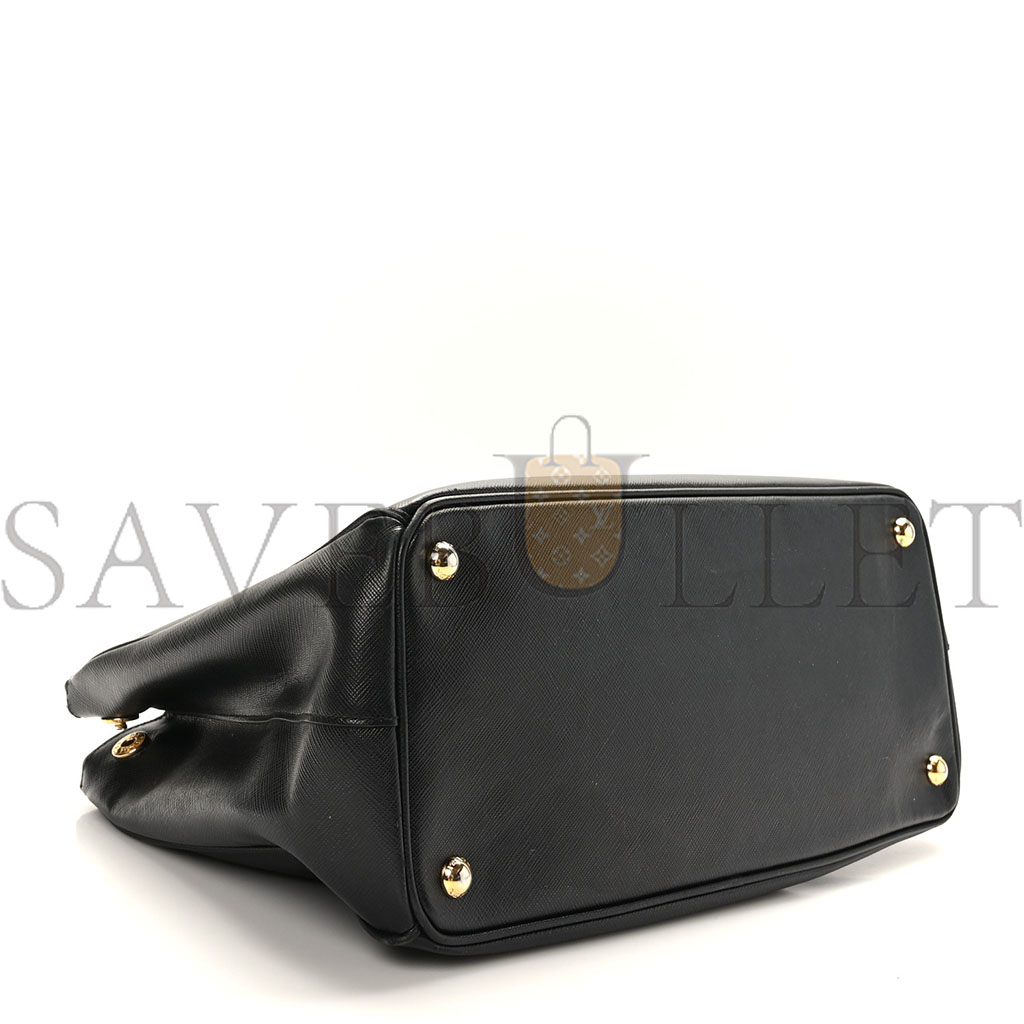 Pra*a saffiano medium galleria double zip tote black (34*24*15cm)