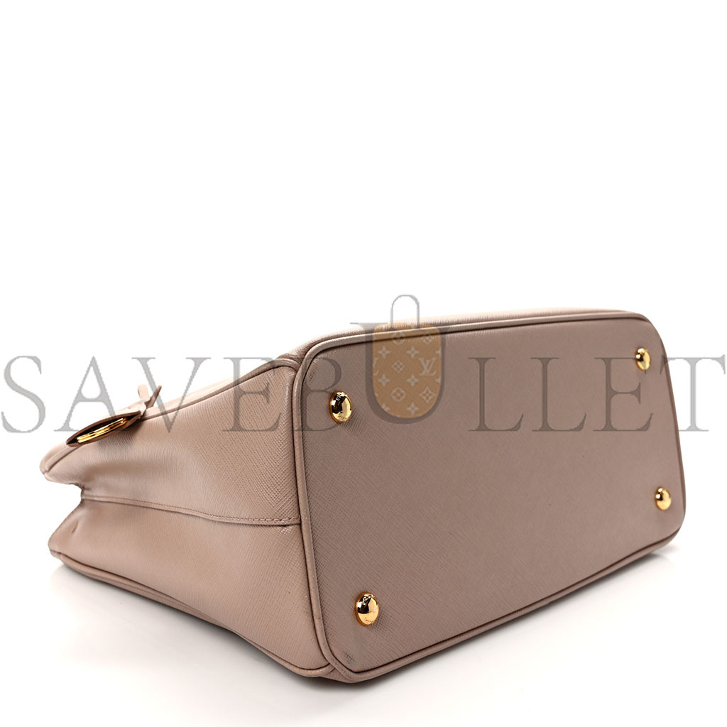 Pra*a saffiano medium galleria double zip tote cammeo (32*20*13cm)
