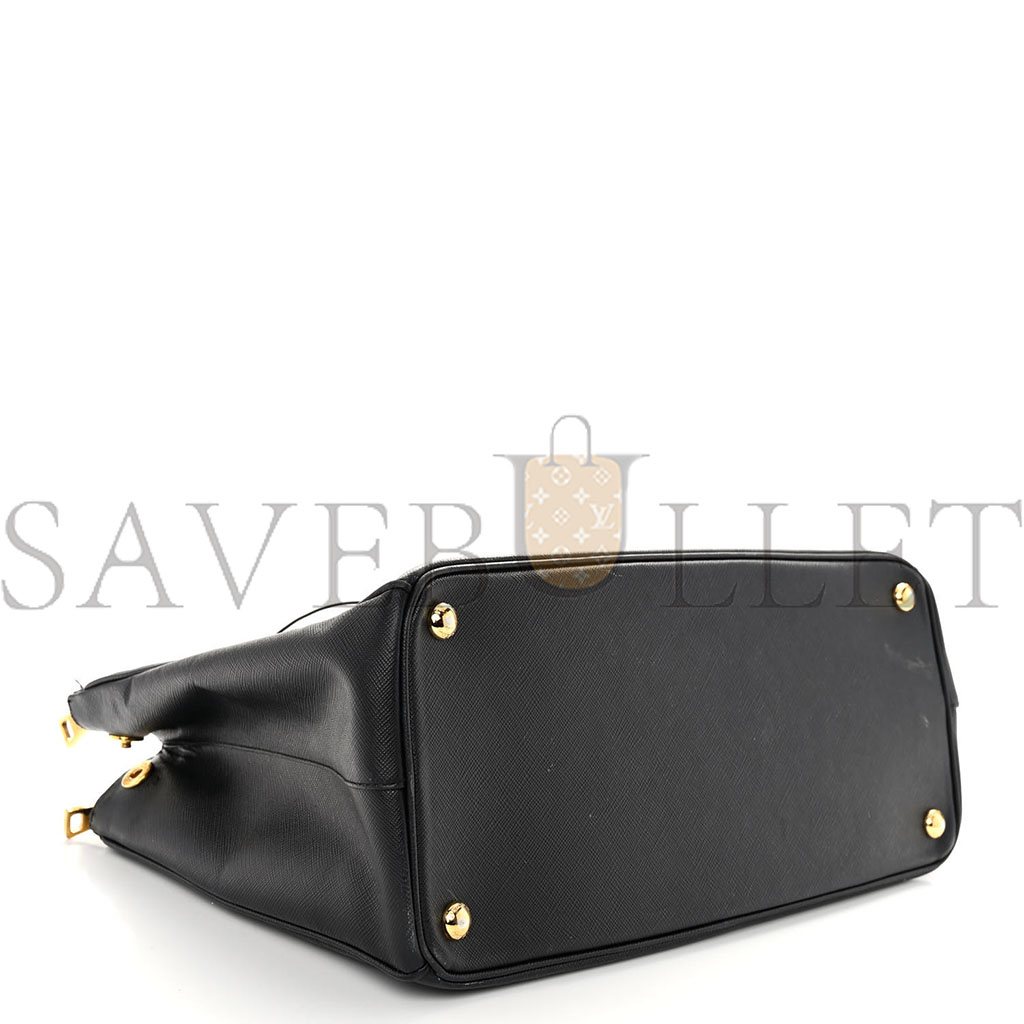 Pra*a saffiano medium galleria double zip tote black (32*20*14cm)