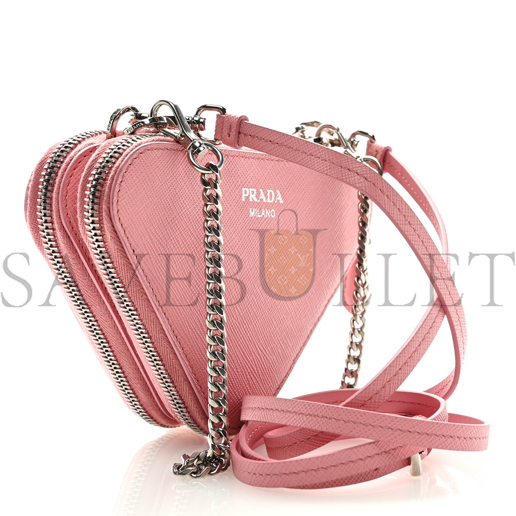 Pra*a saffiano mini crossbody pouch petal pink (15*10*4cm)