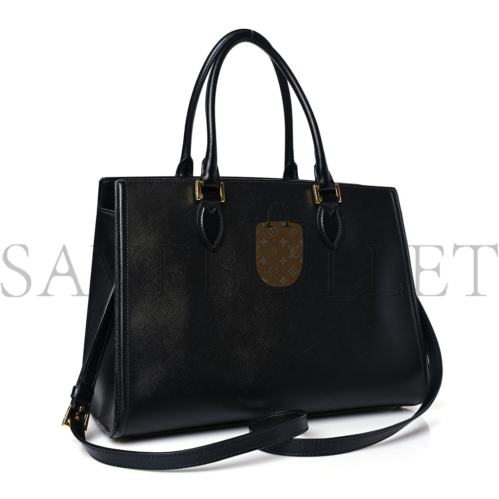 Pra*a saffiano soft calfskin tote black (26*22*10cm)