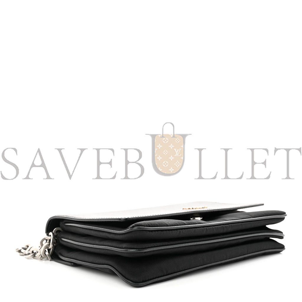 Pra*a saffiano tessuto nylon chain shoulder bag black (24*15*5cm)