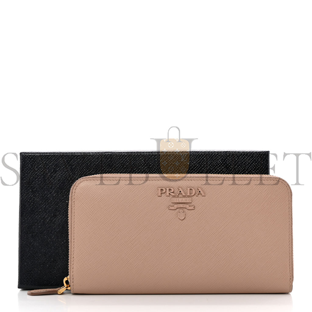 Pra*a saffiano shine zip around wallet cipria (20*11*2cm)