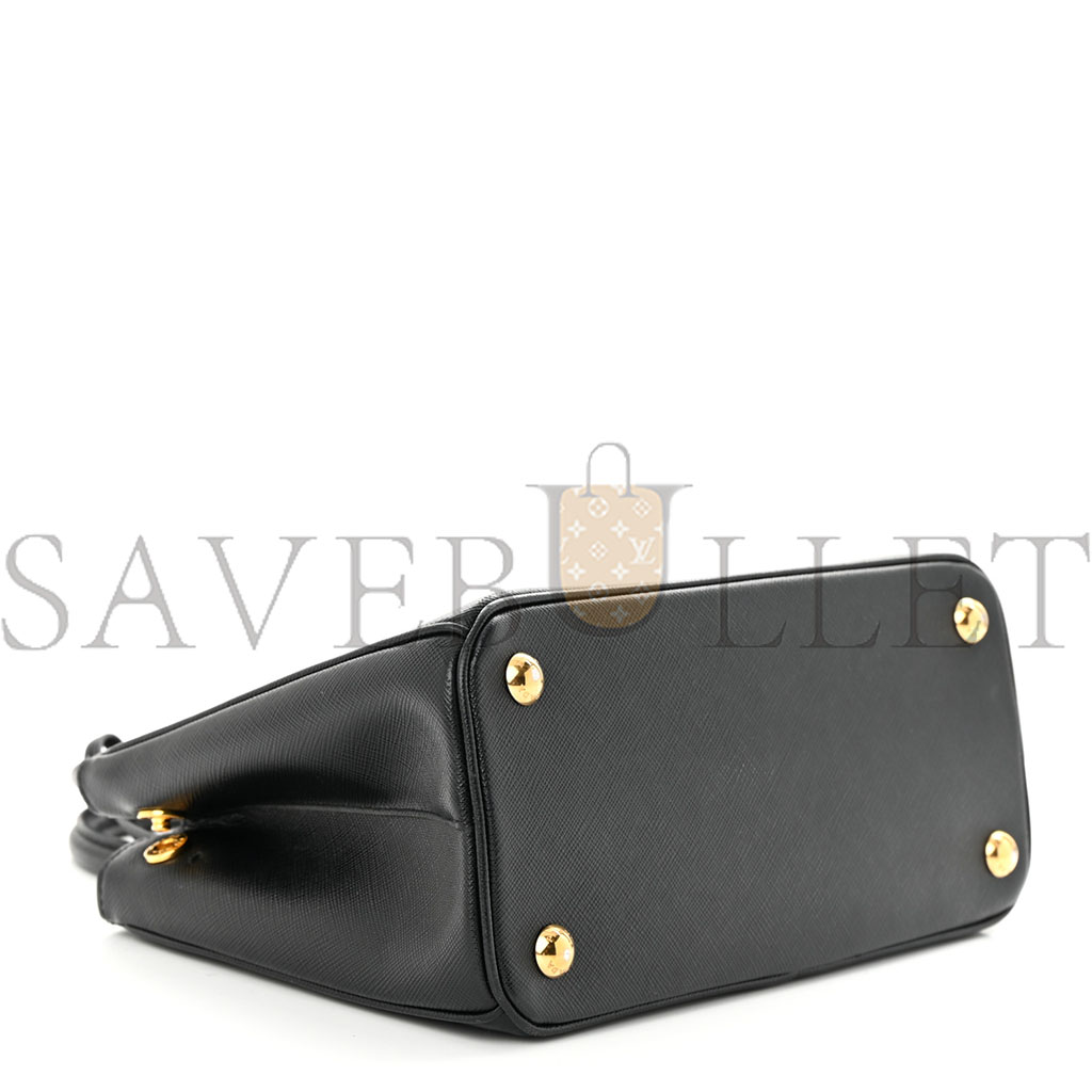 Pra*a saffiano mini galleria double zip tote black (24*17*11cm)