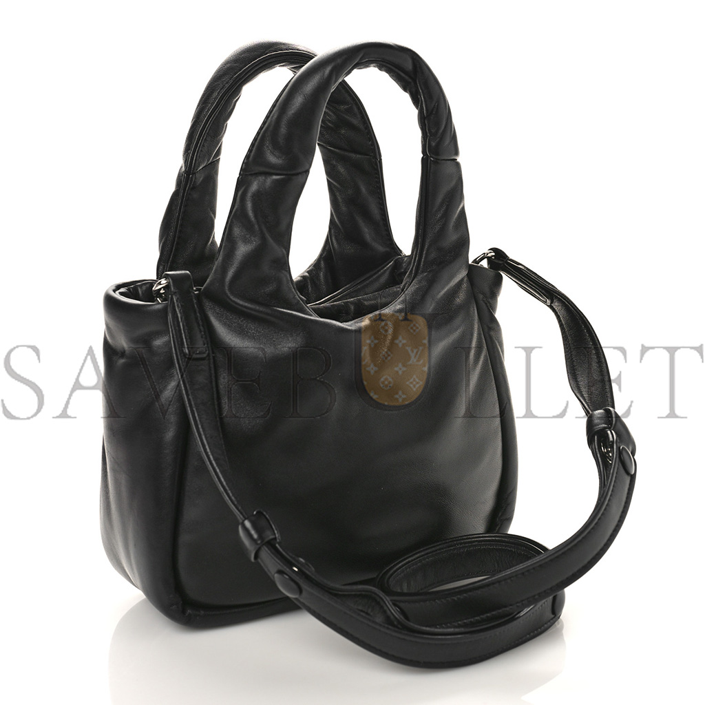 Pra*a soft nappa small padded shoulder bag black (30*25*11cm)