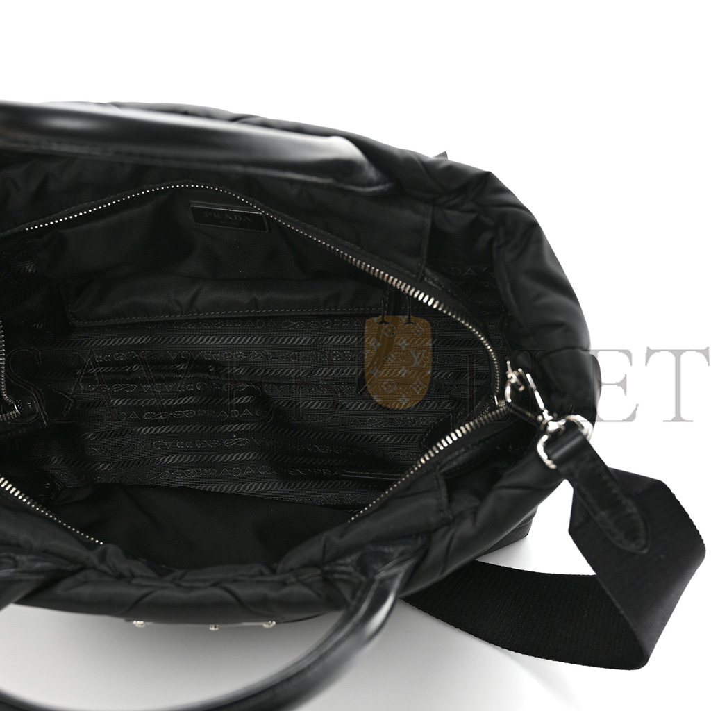 Pra*a tessuto nylon triangle small padded tote black (28*20*16cm)