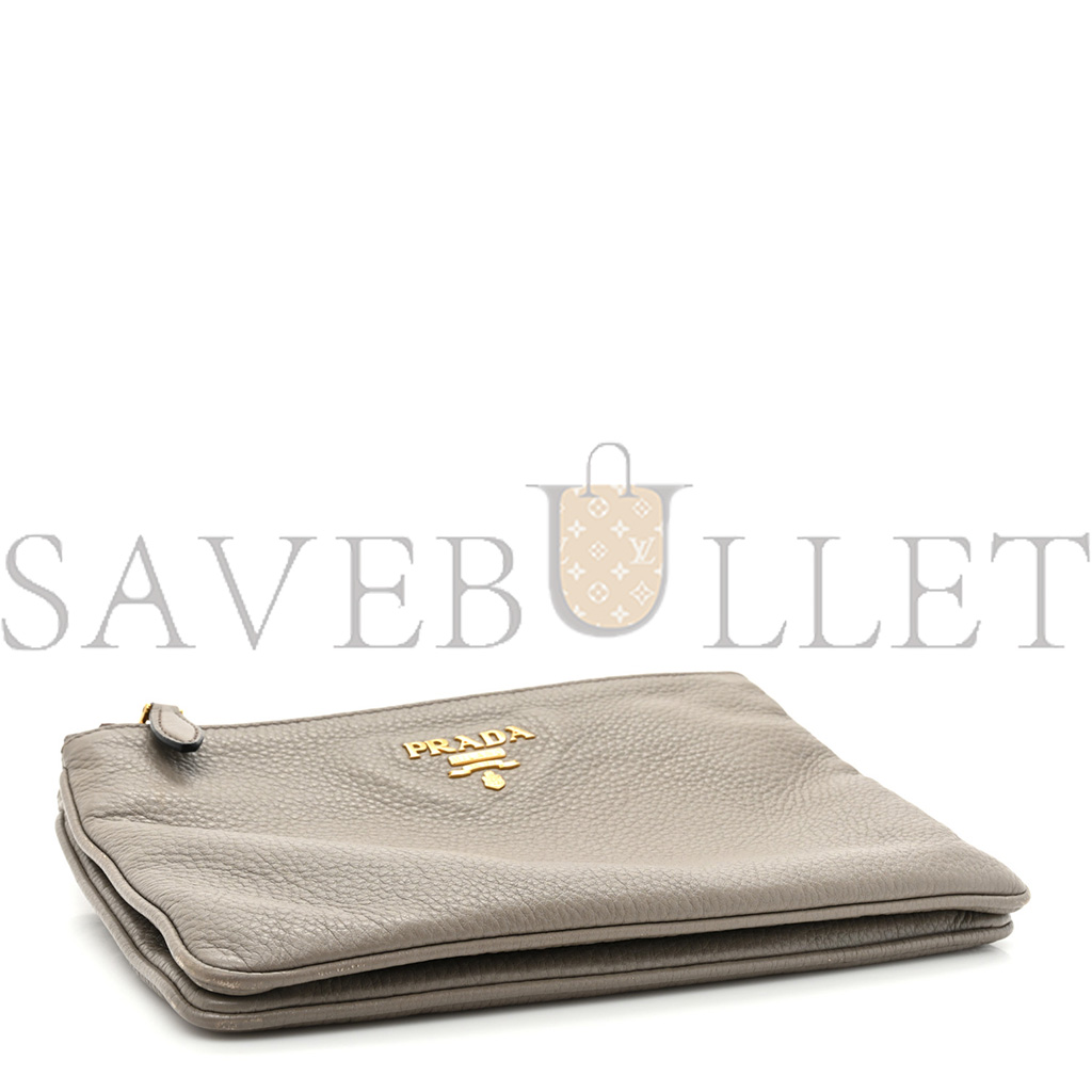 Pra*a vitello daino double zip crossbody bag argilla (24*17*2cm)