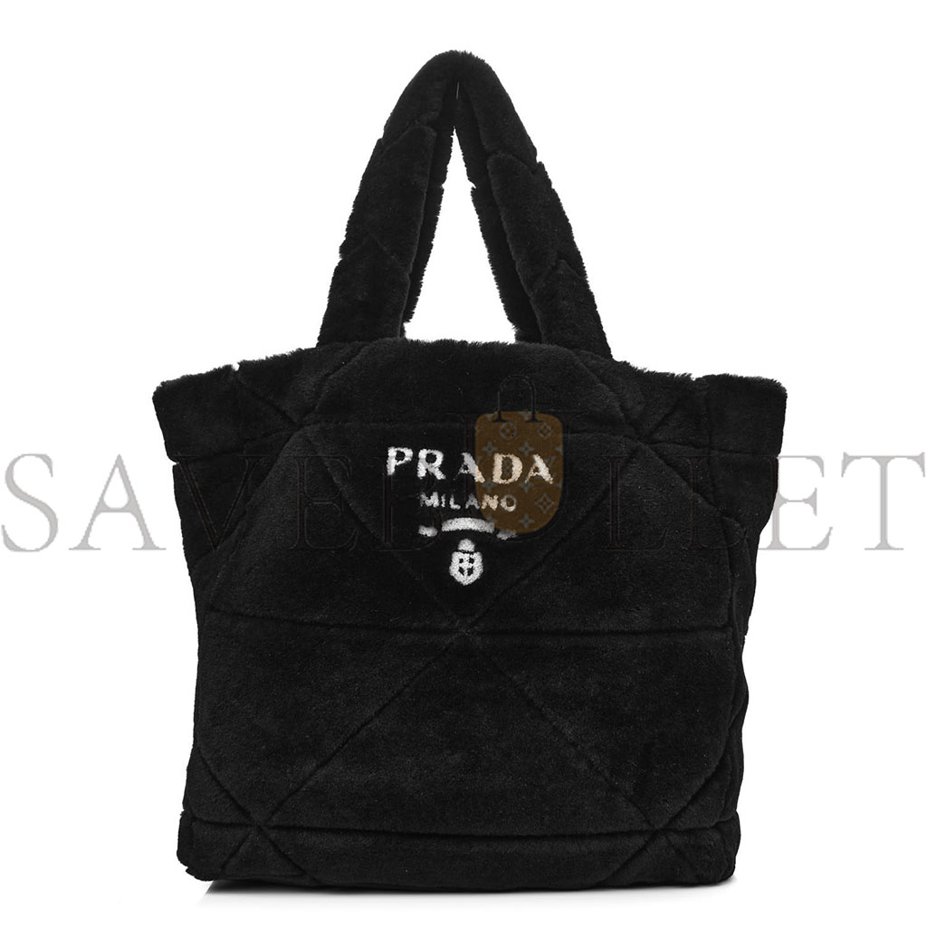 Pra*a shearling monotone logo tote black white (34*33*13cm)