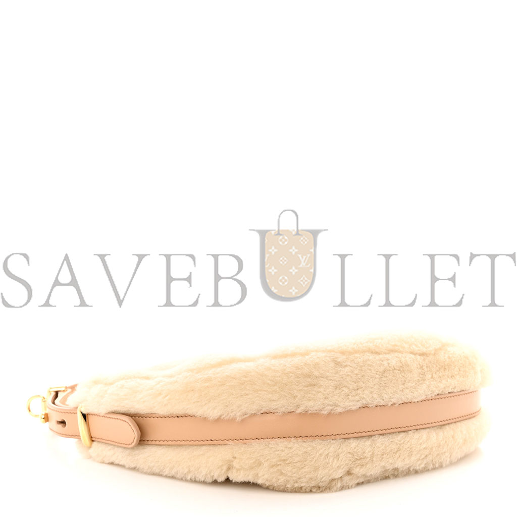Pra*a shearling arque shoulder bag ecru noisette (23*19*6cm)