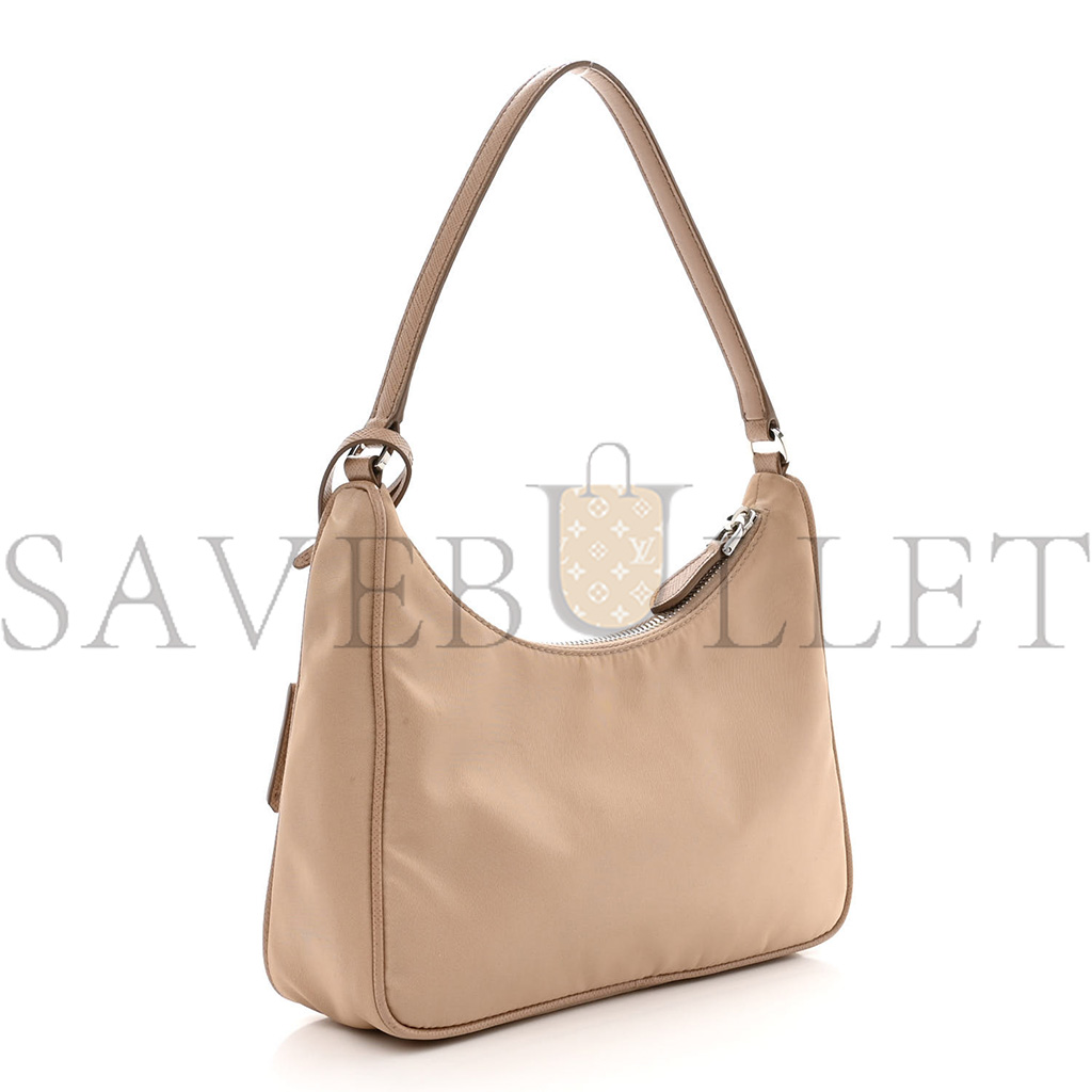 Pra*a tessuto nylon saffiano mini re-edition 2005 bag cammeo (22*17*6cm)