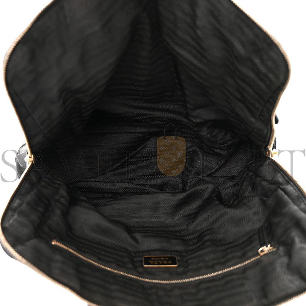 Pra*a tessuto nylon calfskin tote black (36*27*11cm)
