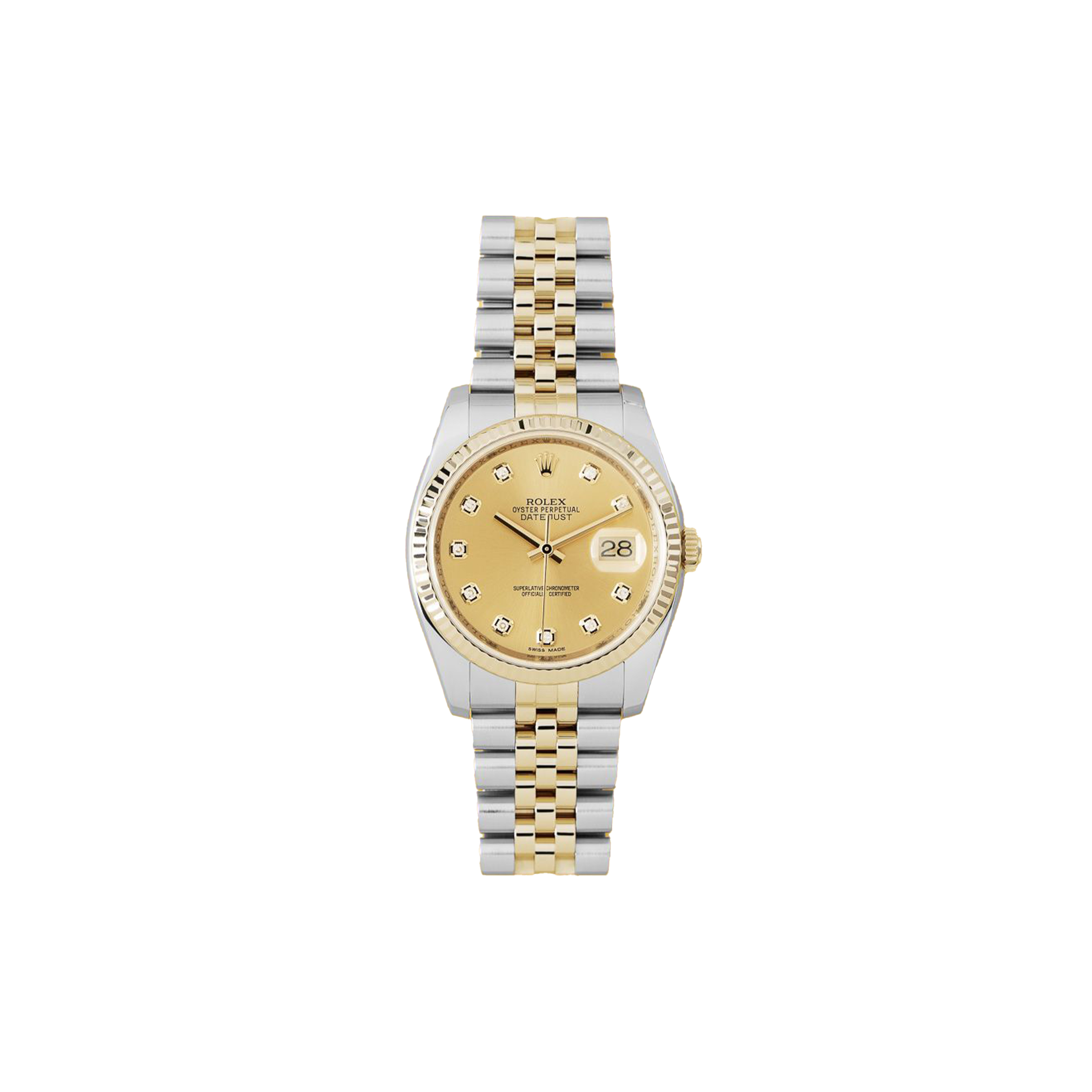 R*l*x datejust 36 champagne diamond watch 126233