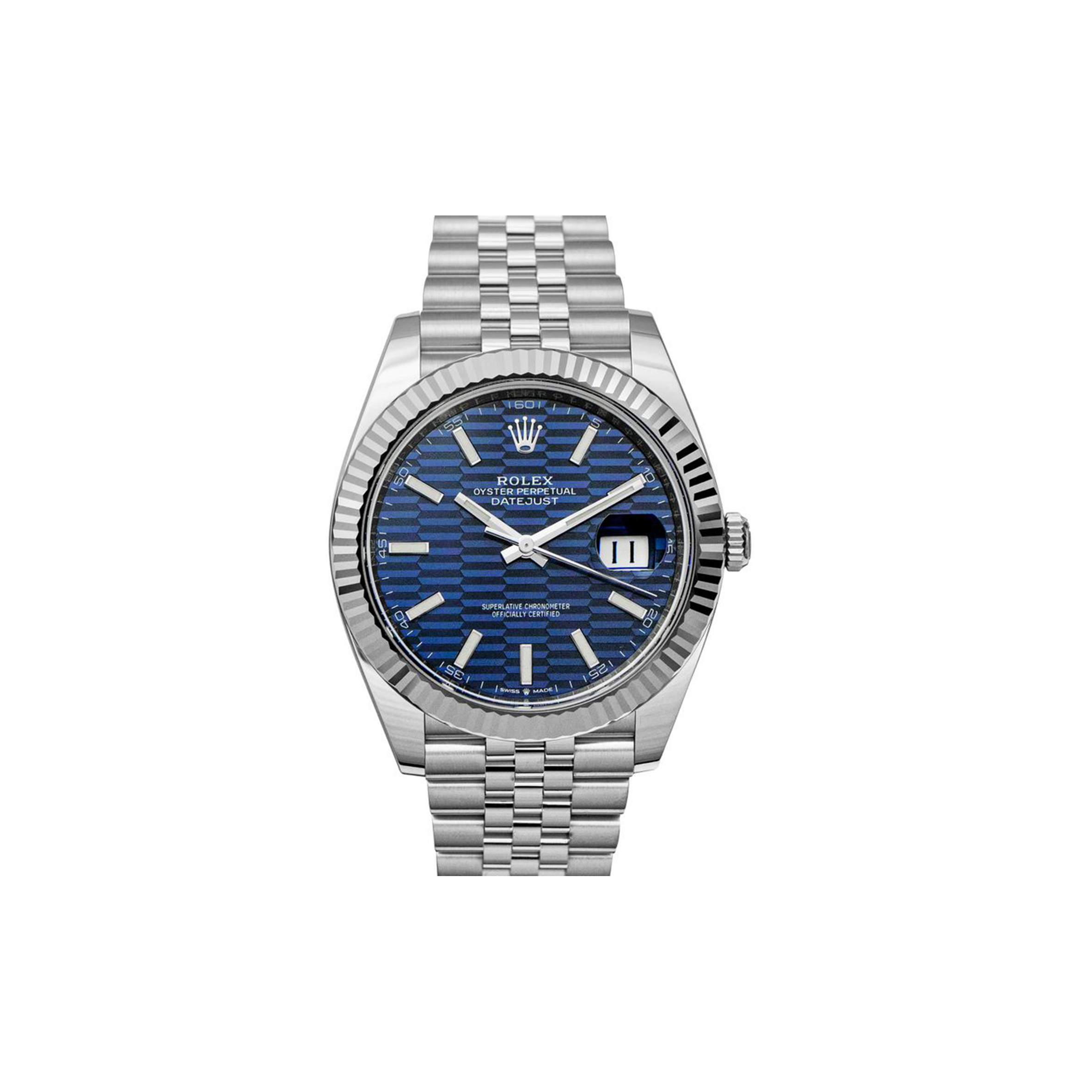 R*l*x datejust series blue dial men''s 18kt white gold automatic watch 126334-0032