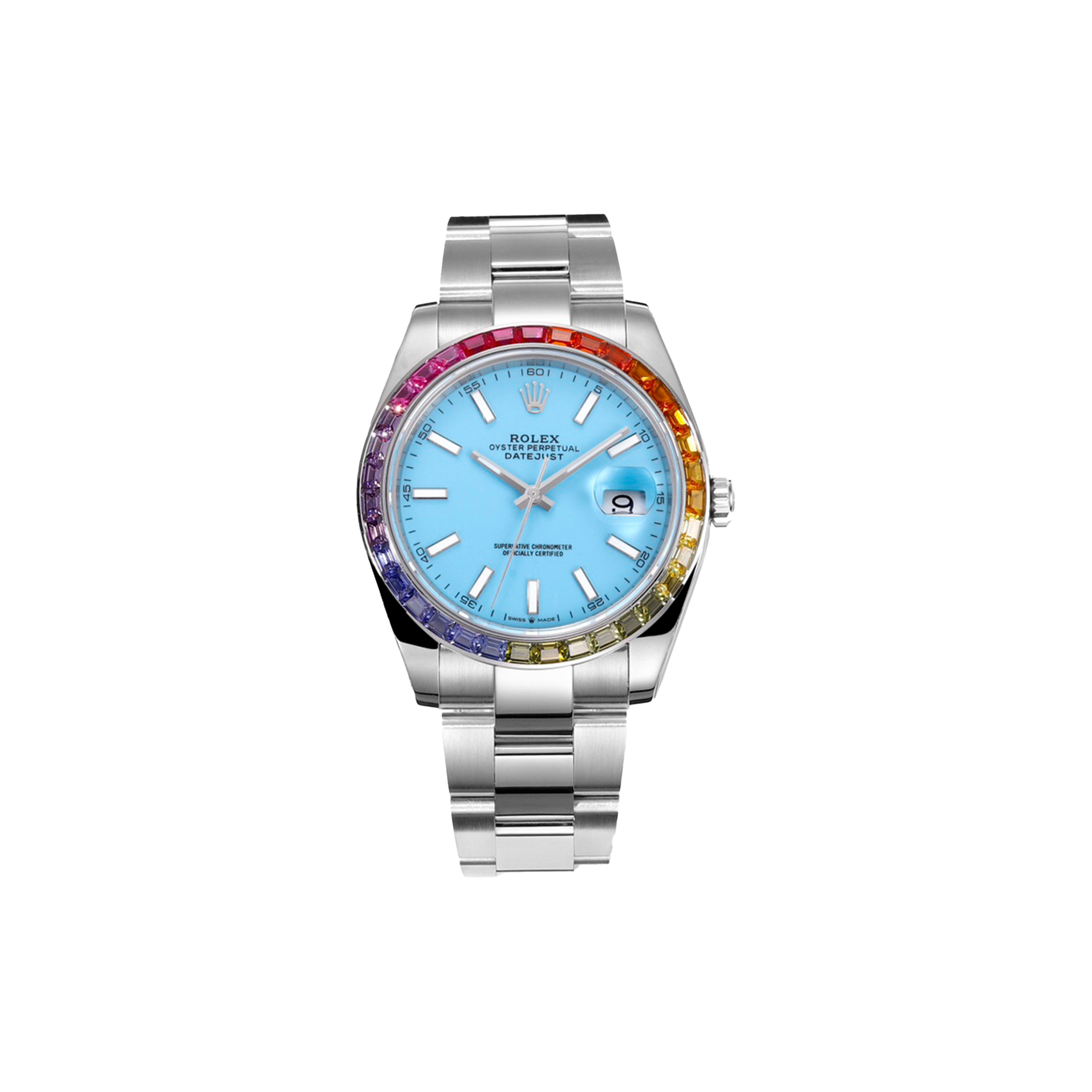 R*l*x datejust rainbow diamond bezel 41mm watch 3235