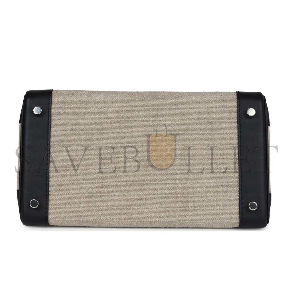 H**mes birkin 35 bivouac ficelle canvas and black bag 8023220073 (35*24*18cm)