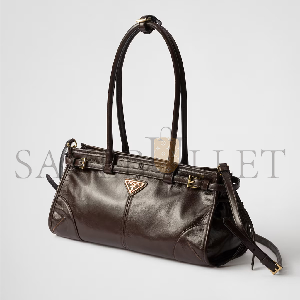 Pra*a bonnie medium leather handbag 1ba426 (32*15.5*12cm)