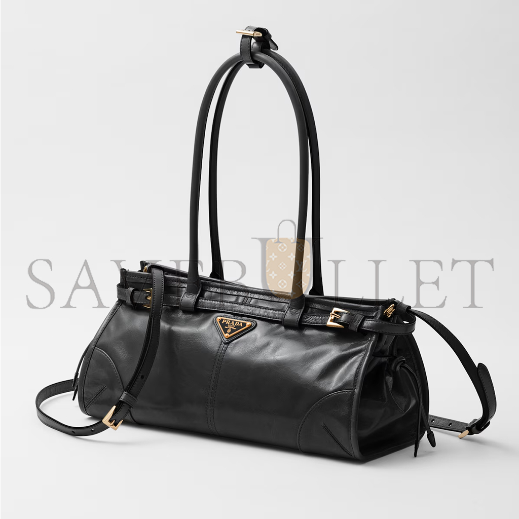 Pra*a bonnie medium leather handbag 1ba426 (32*15.5*12cm)