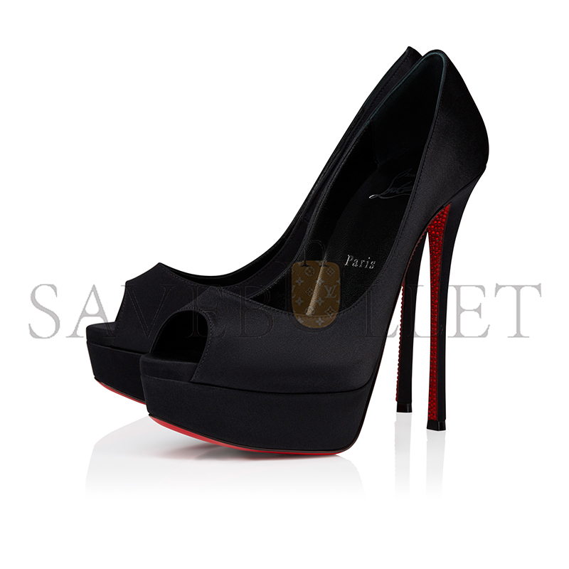 Ch**an louboutin lady peep suola strass 150 mm pumps-crepe satin-black-women 1250537b439