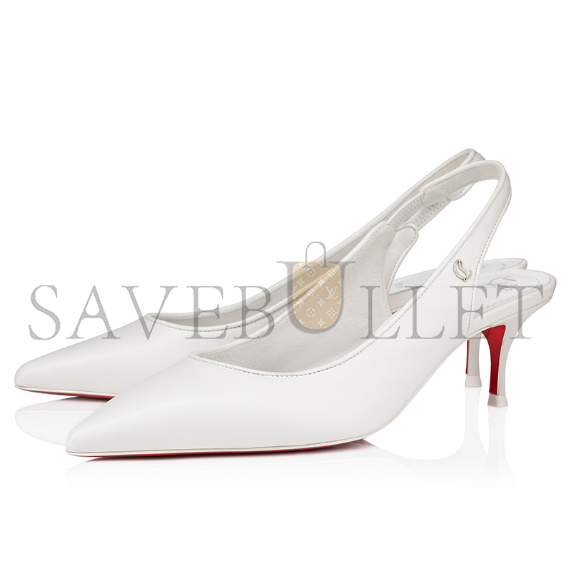 Ch**an louboutin sporty kate sling 55 mm sling back pumps-nappa leather-bianco-women 3240004w302