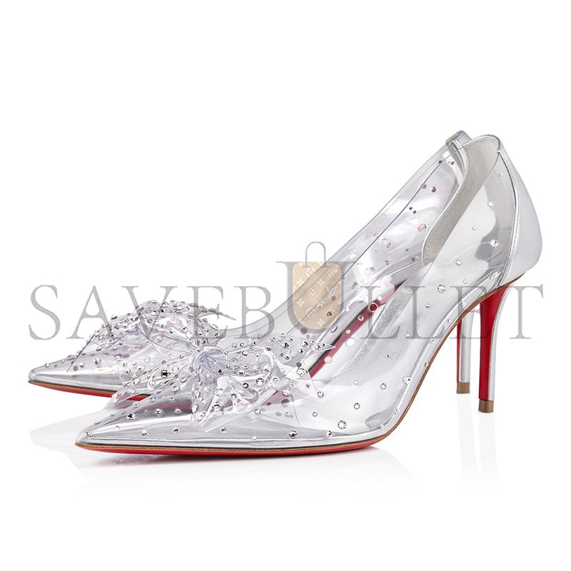 Ch**an louboutin jelly strass 80 mm pumps - pvc, iridescent nappa leather and strass-silver-women 1240737s339