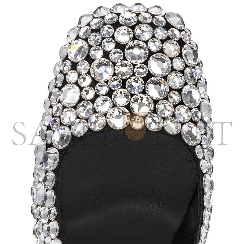 Ch**an louboutin minny maxi strass 70 mm pumps-suede and strass-silver-women 3240093t023