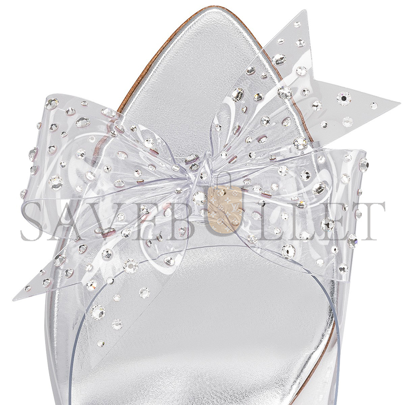 Ch**an louboutin aqua strass 80mm mules-pvc, iridescent nappa leather and strass-silver-women 1240792s339