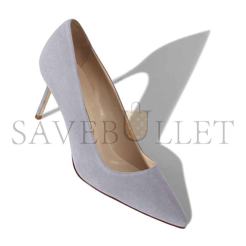 MANOLO BLAHNIK BB 70 LIGHT GREY SUEDE POINTED TOE PUMPS 9XX-0415-0018