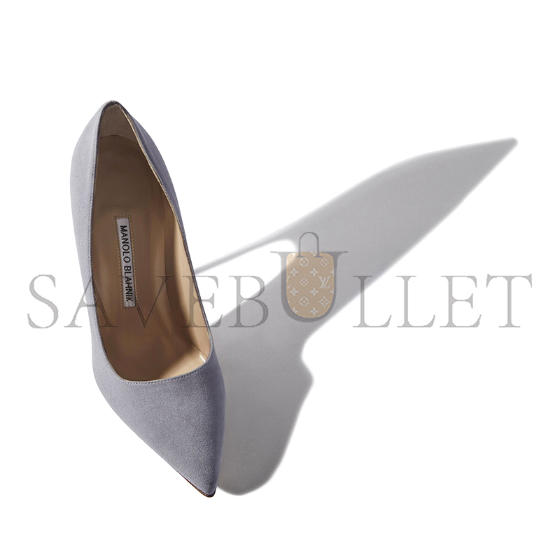 MANOLO BLAHNIK BB LIGHT GREY SUEDE POINTED TOE PUMPS 9XX-0417-0013