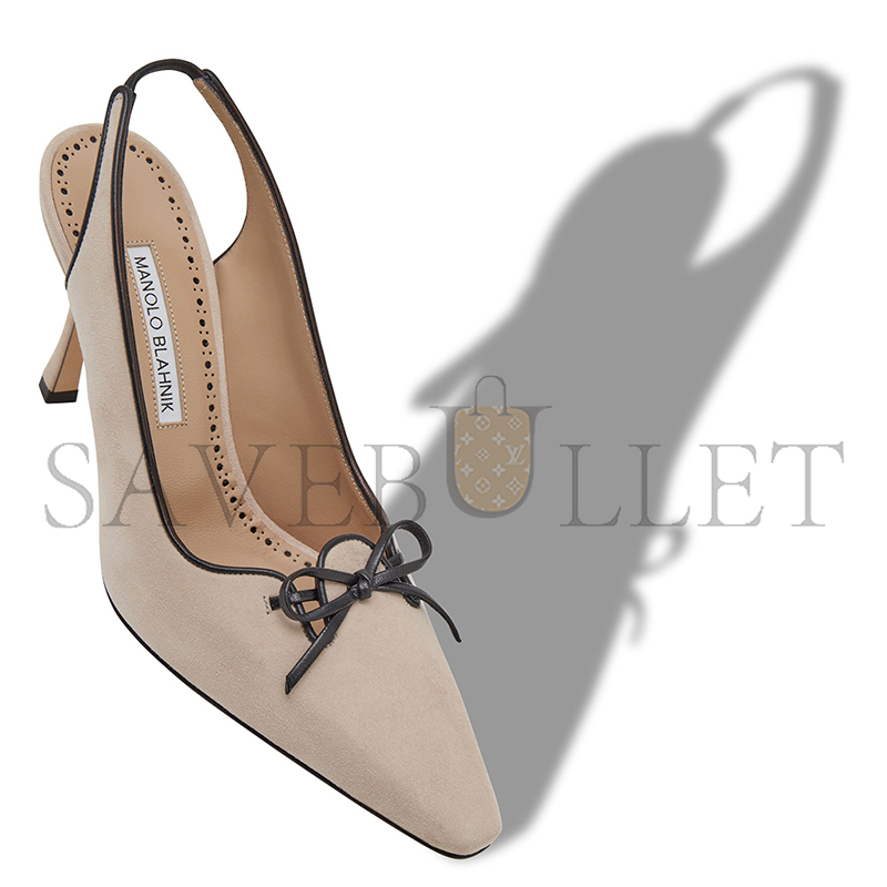 MANOLO BLAHNIK FARID LIGHT BEIGE SUEDE SLINGBACK PUMPS 424-1903-0007