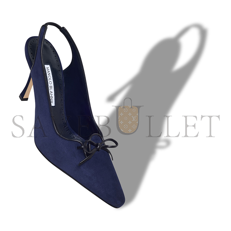 MANOLO BLAHNIK FARID NAVY BLUE SUEDE SLINGBACK PUMPS 424-1903-0008