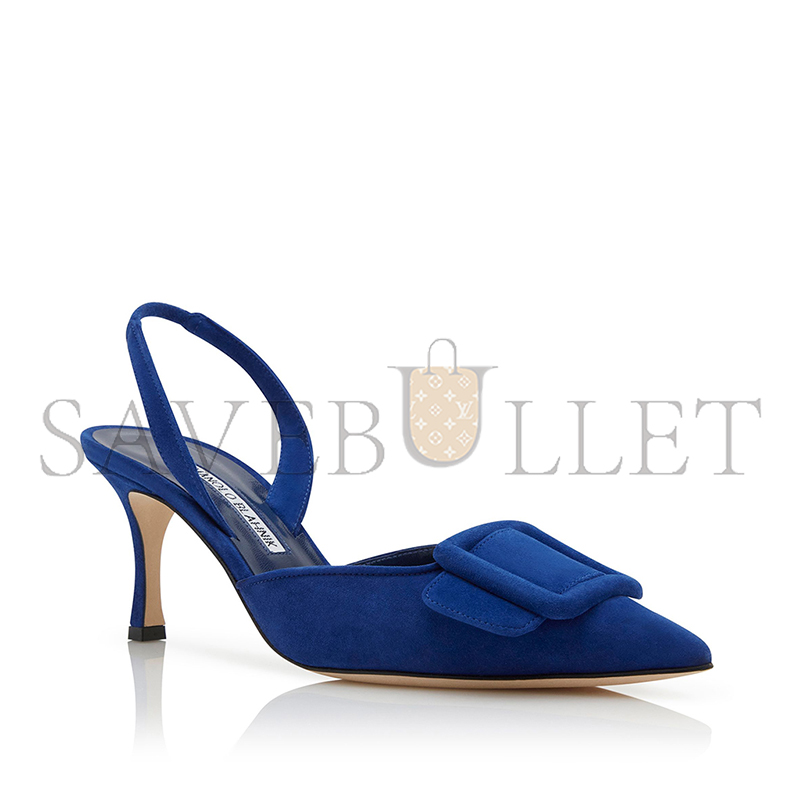 manolo blahnik maY*Li blue suede buckle detail slingback pumps 219-0182-0035