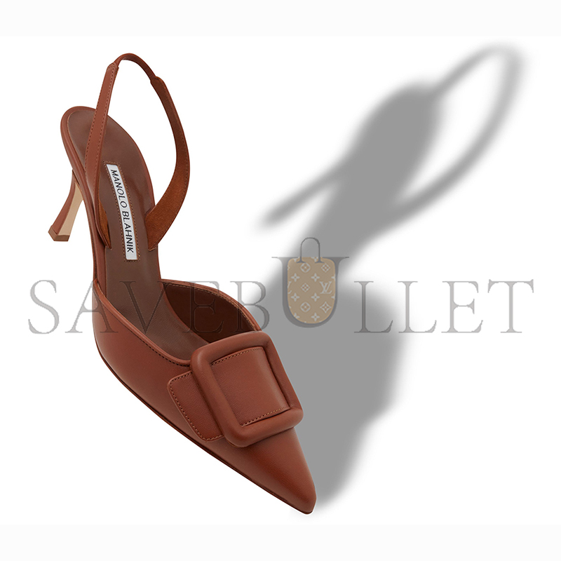 manolo blahnik maY*Li brown nappa leather slingback pumps 219-0254-0033