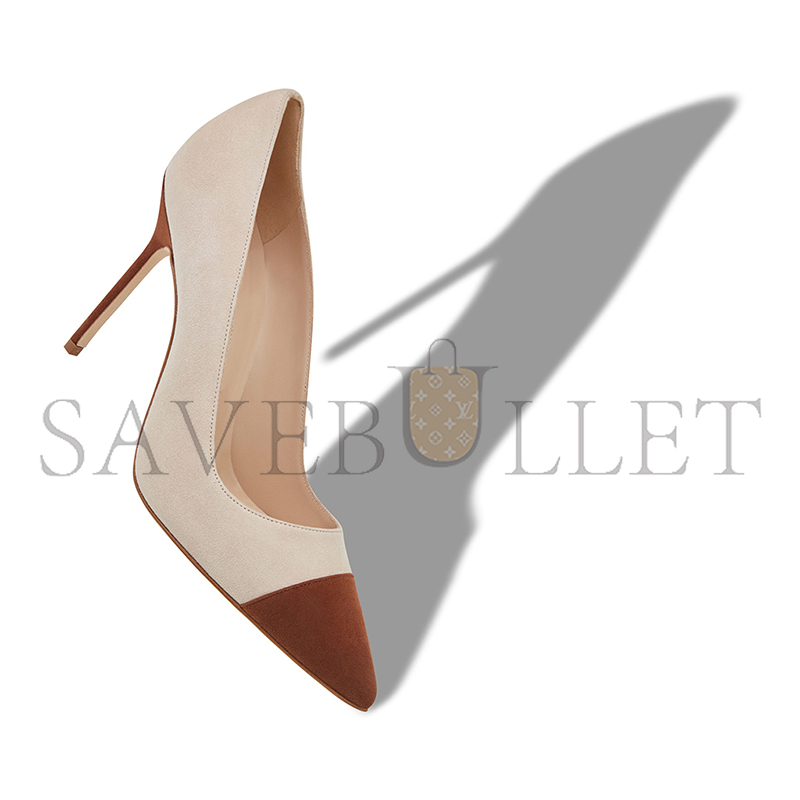 MANOLO BLAHNIK CAPCOUR BROWN AND BEIGE SUEDE POINTED TOE PUMPS 424-1966-0004