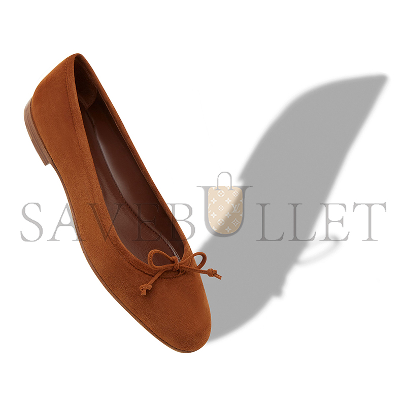 MANOLO BLAHNIK VERALLI BROWN SUEDE BALLERINA FLATS 223-1336-0013