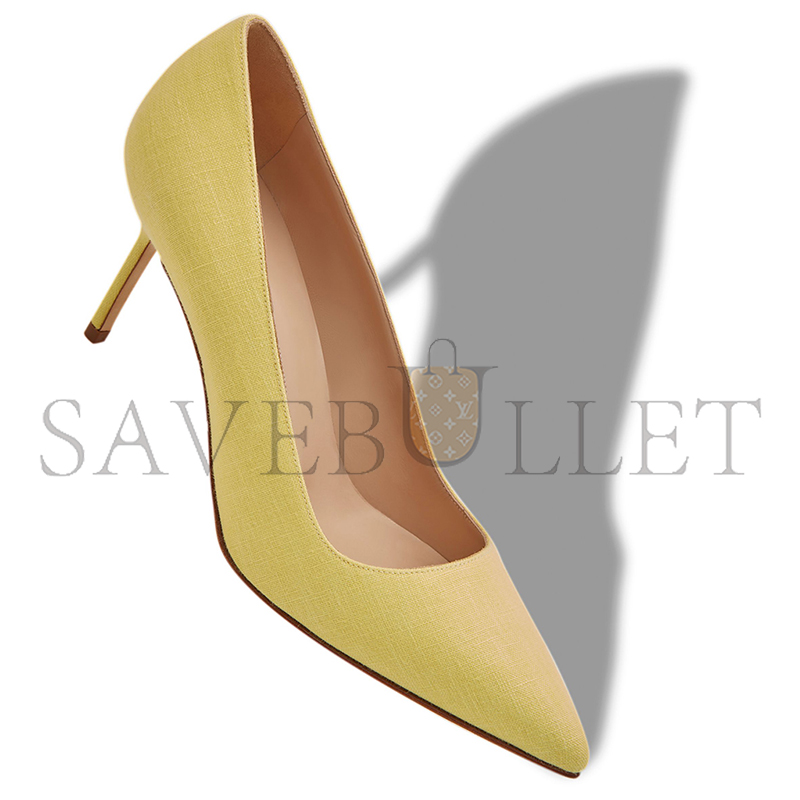 MANOLO BLAHNIK BB 70 YELLOW LINEN POINTED TOE PUMPS 125-2930-0002