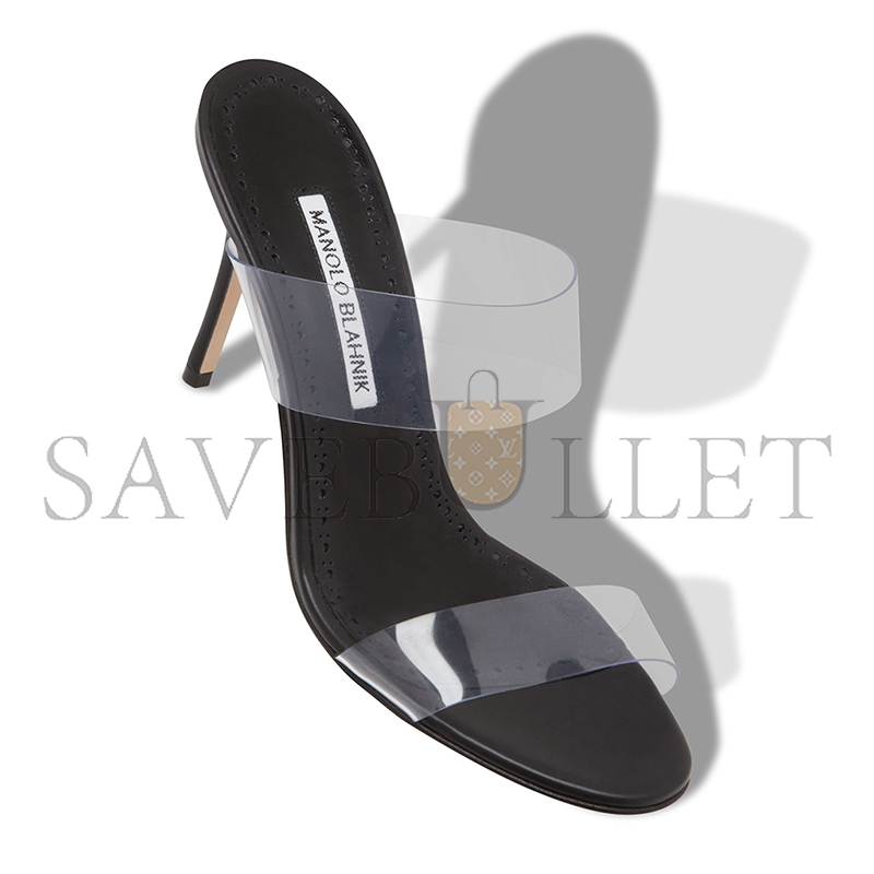 MANOLO BLAHNIK SCOLTO BLACK ECO PVC OPEN TOE MULES 219-0272-0001