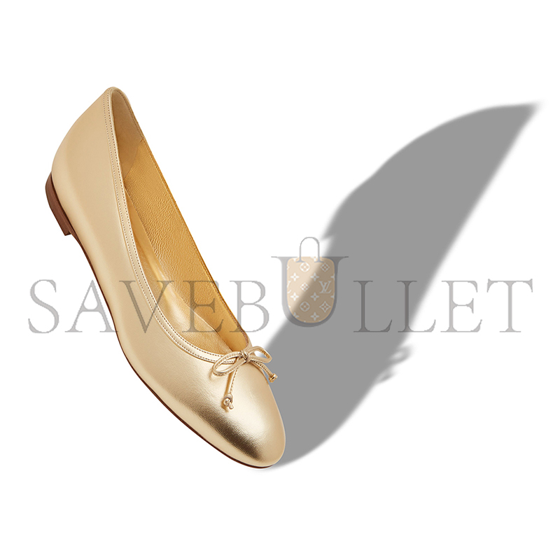 MANOLO BLAHNIK VERALLIM GOLD NAPPA LEATHER BALLERINA FLATS 125-2975-0001