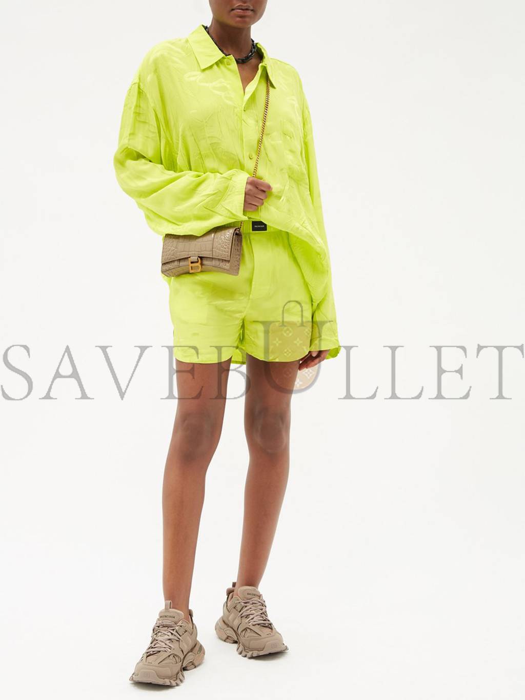 Ba*len*cia*ga brown hourglass crocodile-effect leather cross-body bag matchesfashion us (19.4*11*4.8cm)